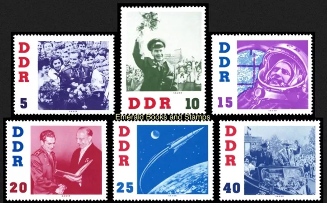 EBS East Germany 1961 - Soviet Cosmonaut German Titov - Michel 863-868 - MNH**