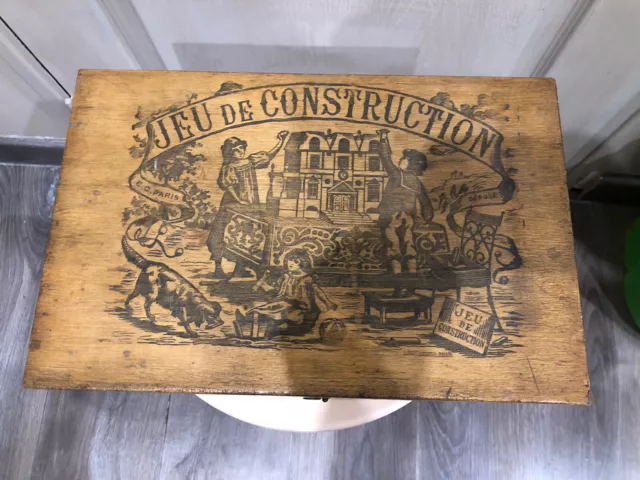 jeu de Construction ancien en bois  Foucault graveur Paris