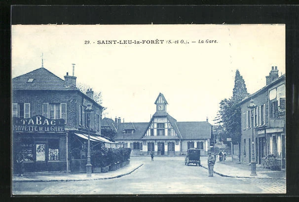CPA Saint-Leu-la-Foret, la Gare, Strasse zum le edificment de la Gare 1925