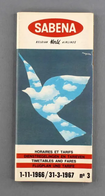 Sabena Timetable Winter 1966/67 Airline Schedule Route Map Boeing 707