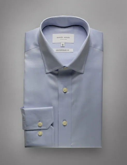 HARDY AMIES Light Blue Textured Shirt (Contemporary Fit) [HALF PRICE!!!]