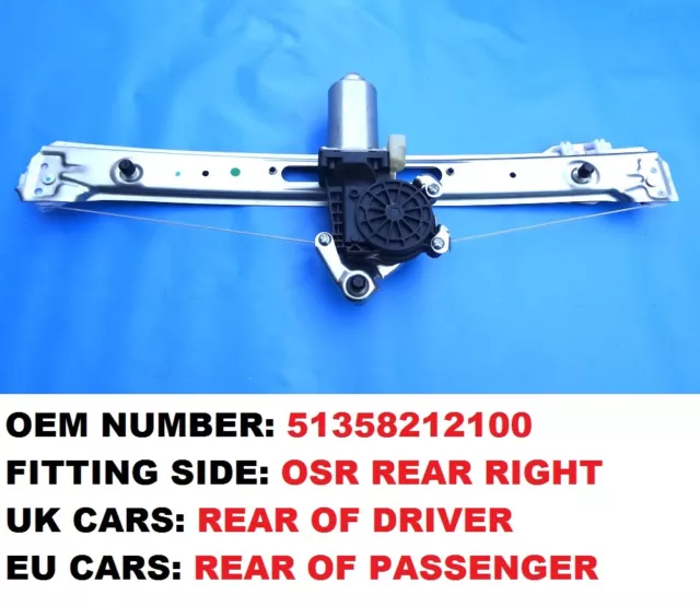 Brand New Bmw 3 Series E46 Rear Right Off Side Electric Window Regulator