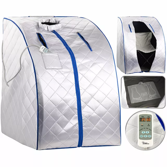 Portable Infrarot-Sauna mit Fußheizung, 4 Carbon-Heizern, Sitz, 1050 W