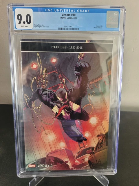 Venom #10 Cgc 9.0 Graded 2019 Marvel Comics Stan Lee Tribute Variant Cover