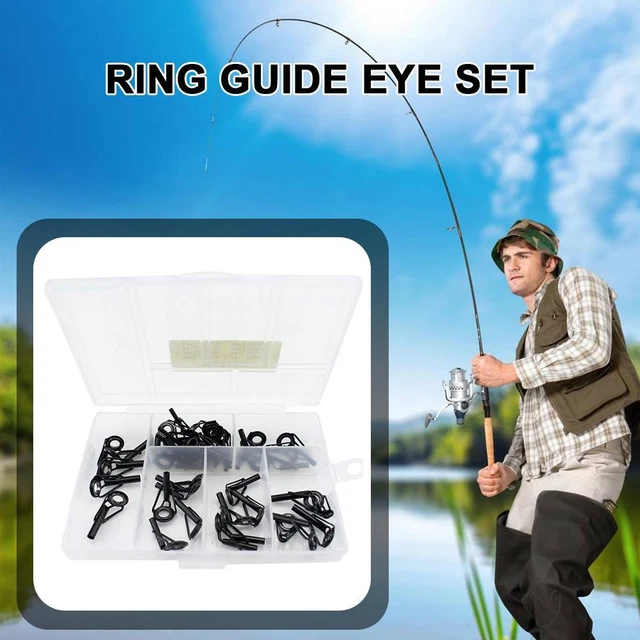 40pcs Fishing Rod Line Guides Eyes Sets Stainless Steel Tip Top Ring Circle Kit