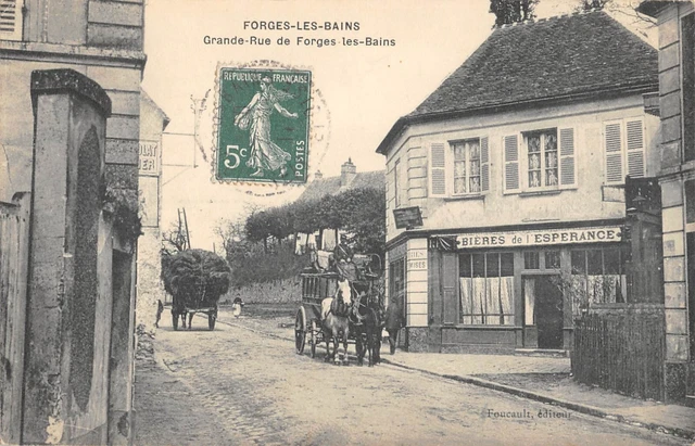 Cpa 91 Forges Les Bains / Grande Rue De Forges / Diligence / Cafe