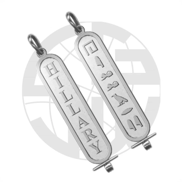 925 Sterling Silver handmade Two-Sided Cartouche in Hieroglyph and Arabic Size-5