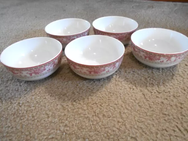 Royal Doulton Studio PROVENCE 5- Soup or Cereal Bowls ROUGE Red Pink VGC