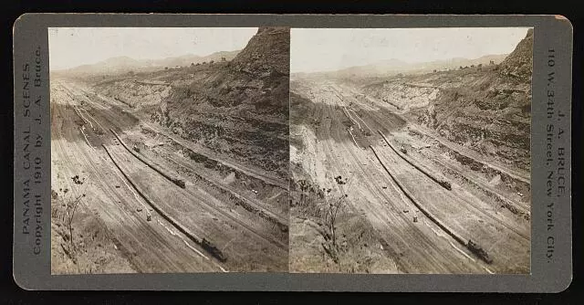 Panama The railroad cut, Culebra, Panama Historic Old Photo