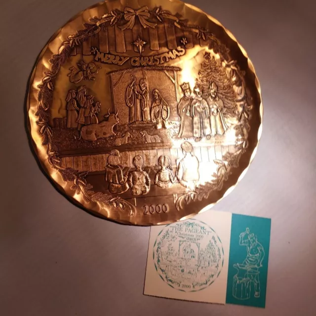 WENDELL AUGUST FORGE Bronze Christmas Plate 2000 7.75" With Box