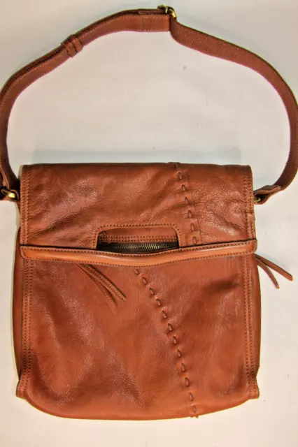 LUCKY BRAND BROWN Pebbled Leather Crossbody Shoulder Handbag Flapper ...