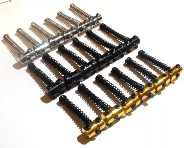 Set of six telecaster guitar bridge saddles in chrome black or gold