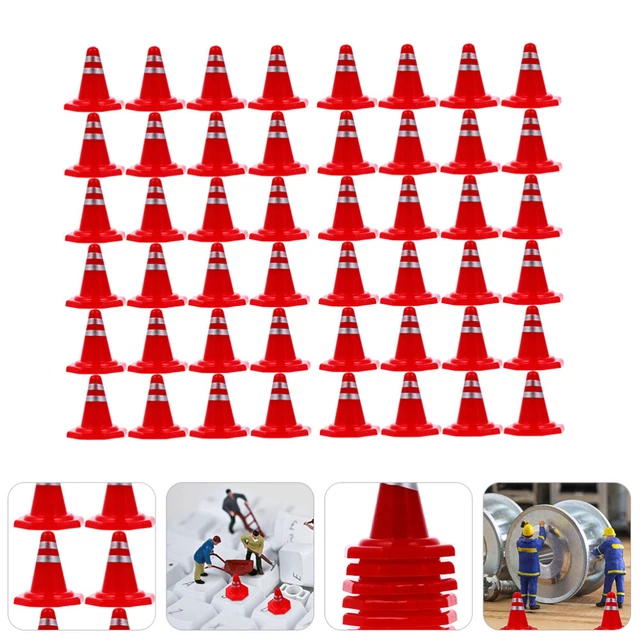 64 Mini Cônes De Signalisation Rouges – ABS 2,5 Cm – Pour Modèles, éducation, Bricolage