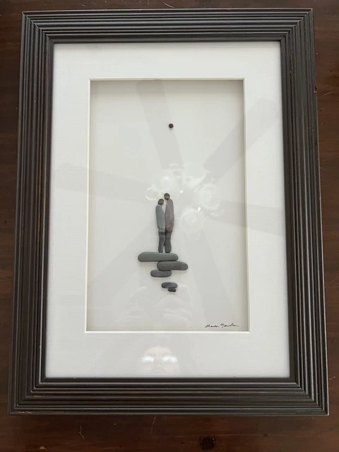 US by Sharon Nowlan Framed Pebble Wall or Table Art Beautiful Romantic!