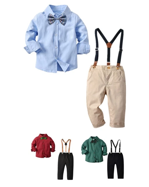 Pantaloni da gentiluomo bambini maniche lunghe camicia pantaloncini set feste di compleanno