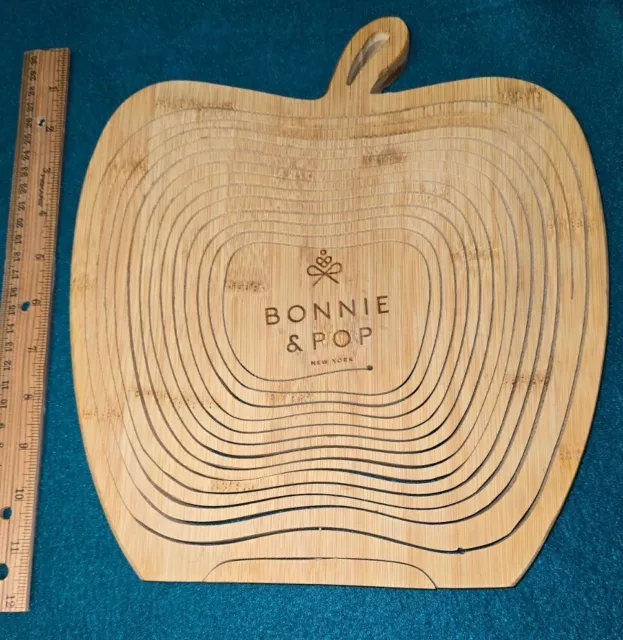 Bonnie & Pop Bamboo 3-D Apple Shaped Collapsible Basket Charcuterie Board