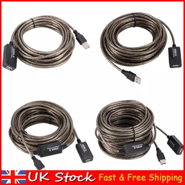 5/10/15/20m USB 2.0 Extension Cable Male to Female Active Repeater Extender Cord