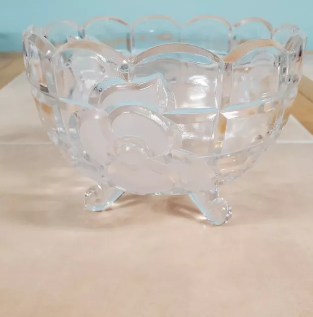 Footed Crystal Candy Dish Bowl  5" Diameter