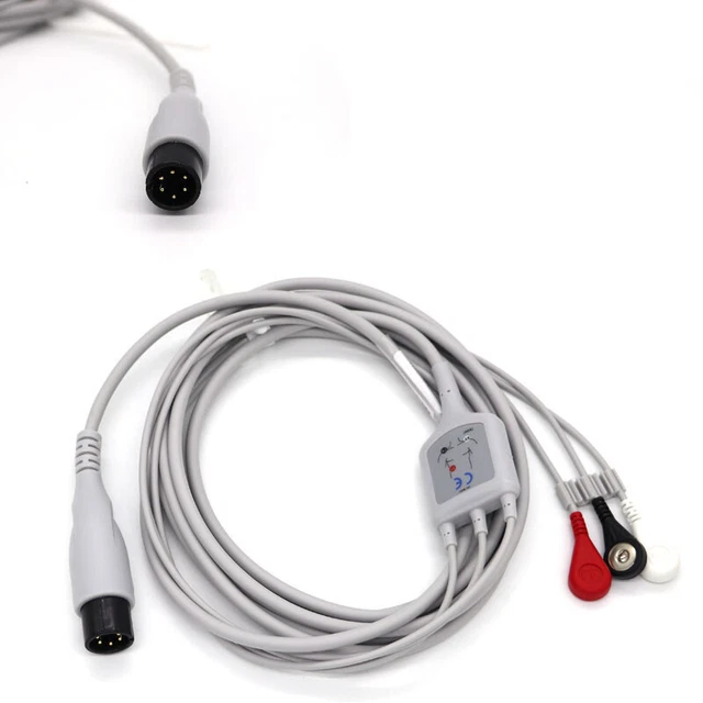 ECG/EKG Machine lead wires Cable 6Pins  Snap AHA CE Compatible with Welch Allyn