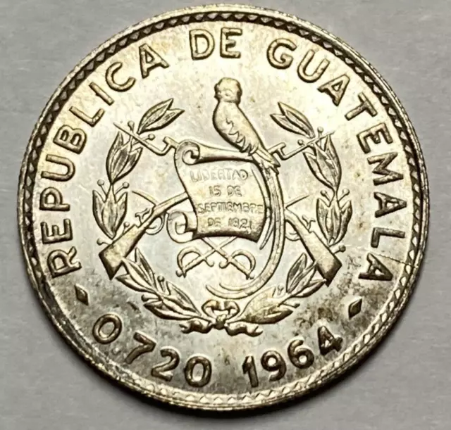 ERROR 1964 Guatemala 10 Centavos. Toned - High Grade Only 965k minted.