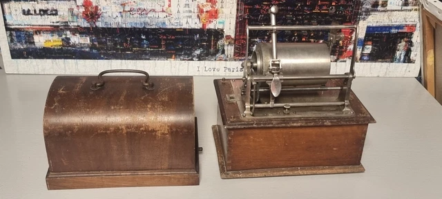 Gramophone, Phonographe à Cylindre,  PATHÉ FRÈRES, France dans coffret bois