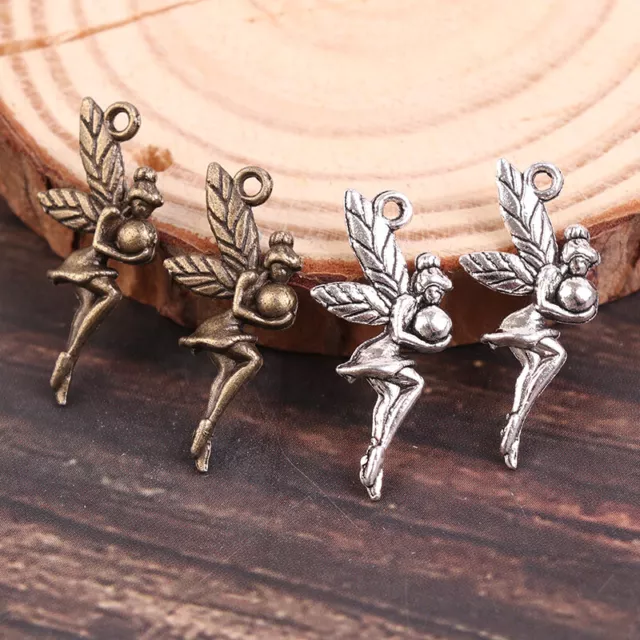 10Pcs Vintage Fairy Angel Pendants Charm For Jewelry Making Angel Elf Penda-wf