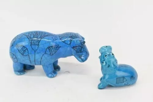 Metropolitan Museum Of Art, Italian,  Blue Ceramic, William The Hippo Set Of 2