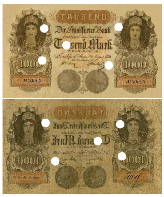 1000 Mark, Die Frankfurter Bank, Tausend Mark, 1890, Reproduktion 