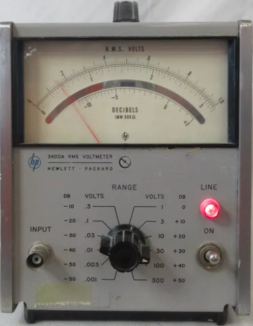 HP Hewlett Packard 3400A RMS Voltmeter Crest Factor Full Scale 10 Hz To 10 MHz