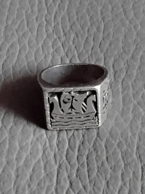 Bague Chevalière Vintage En Argent Massif - Signe Du Zodiaque Capricorne, Taille 57, Occasion Avec Légères Traces D'usure