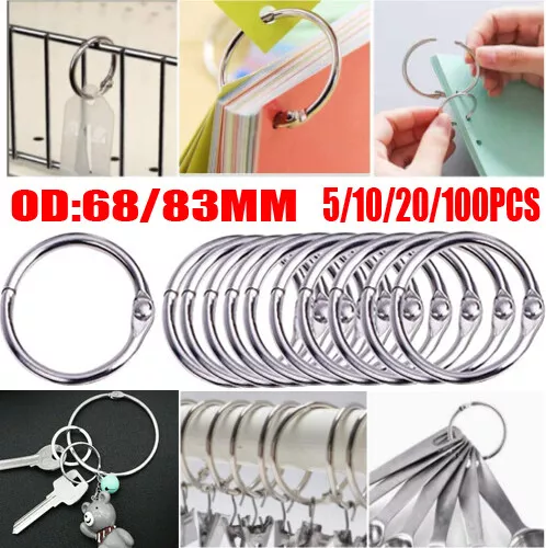 Silver Metal Hinged Split Ring Jailer Key Ring Durable Holder Hoop 25-83mm