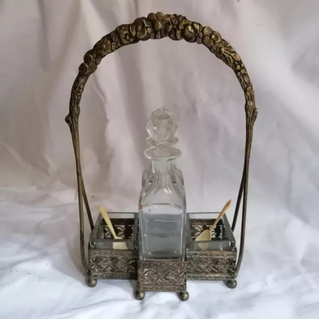 Oliera in cristallo cucchiaini in osso pimi 900 - Crystal cruet early '900