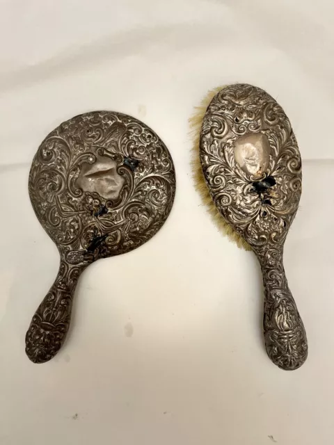 Set Spazzola e specchio, argento, epoca inizio XX secolo