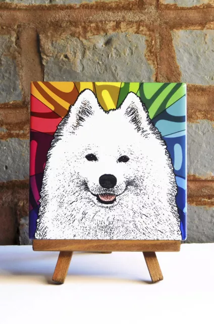 Samoyed Ceramic Coaster Tile