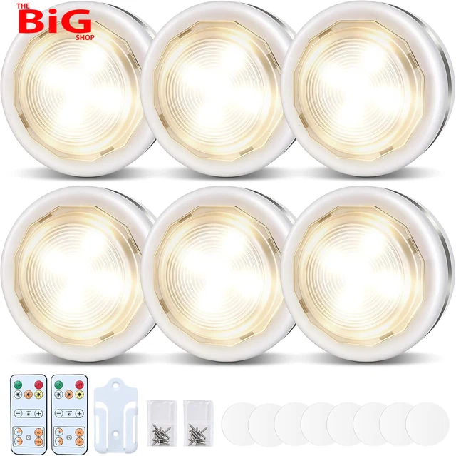 UNDER CABINET LIGHTS, Wireless LED Puck Lights Upgraded 10LED, Remote ...