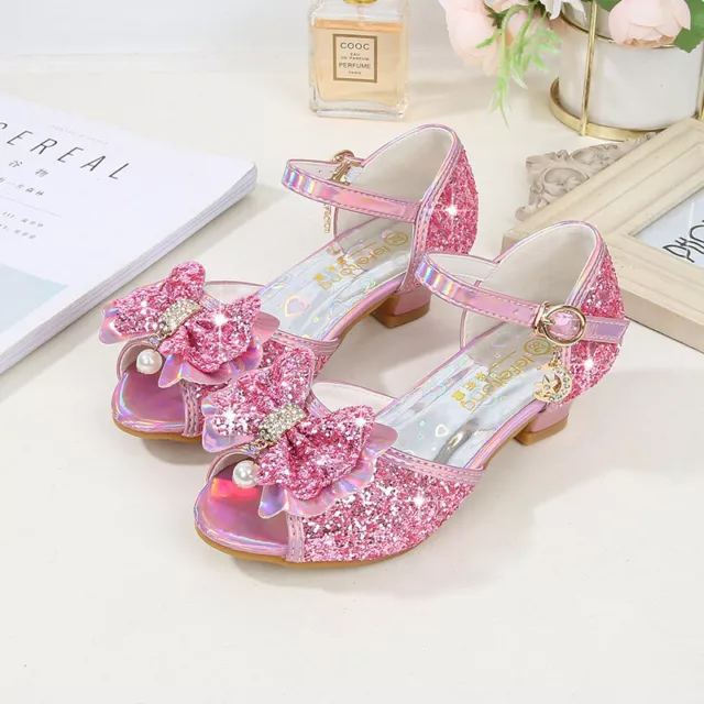 New Girls Summer Princess Kids fashion lovely pink Shoes Glitter Children heels