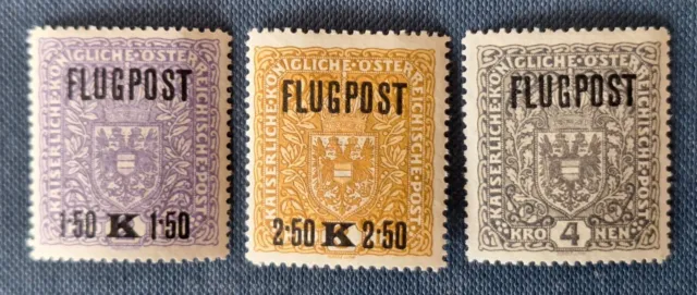 1918, 1. Weltkrieg - Flugpostmarken, ANK 225 - 227 komplett (3), ungebraucht *