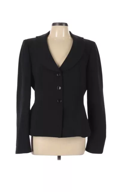 Armani Collezioni Womens Wool Button Down Blazer Jacket Black Size 12