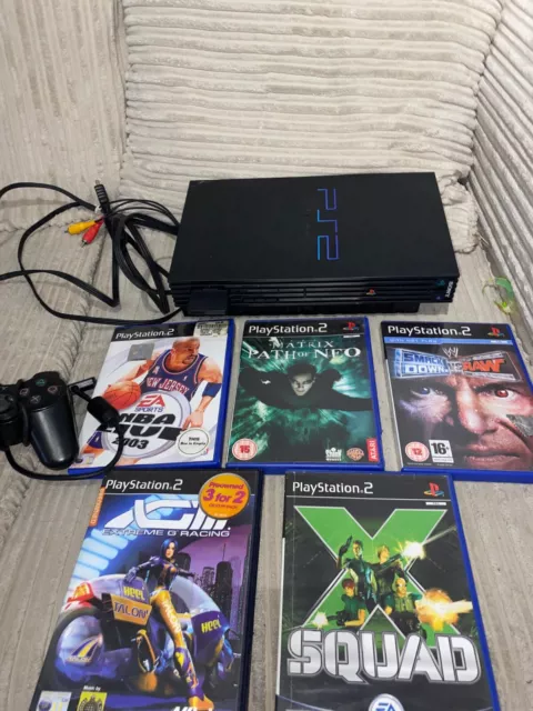 Sony PlayStation 2, PS2 PHAT Console Bundle 5 x Games  Controller  All Cables