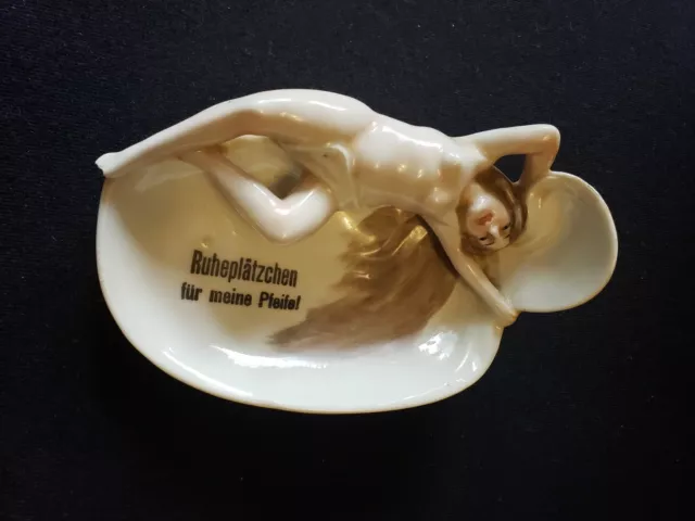 Vintage 1920s German Art Deco Nude Lady Figurine on Shell Pin Dish