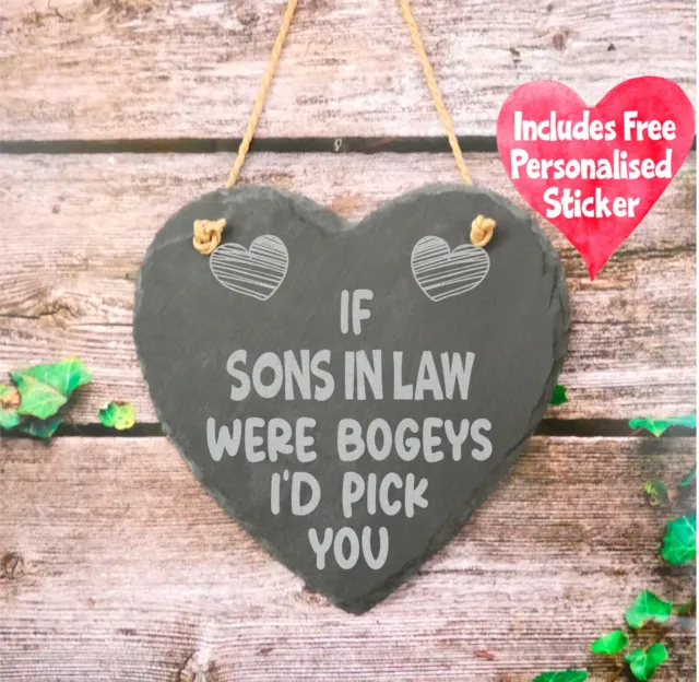Son In Law Gift Engraved Heart If * Were Bogeys I'd Pick You Cute Slate Present