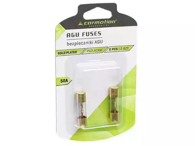 Agu Sécurité 2 Pièce 50A Or Couvert Auto Puissance Protection Ligne Glas Tube