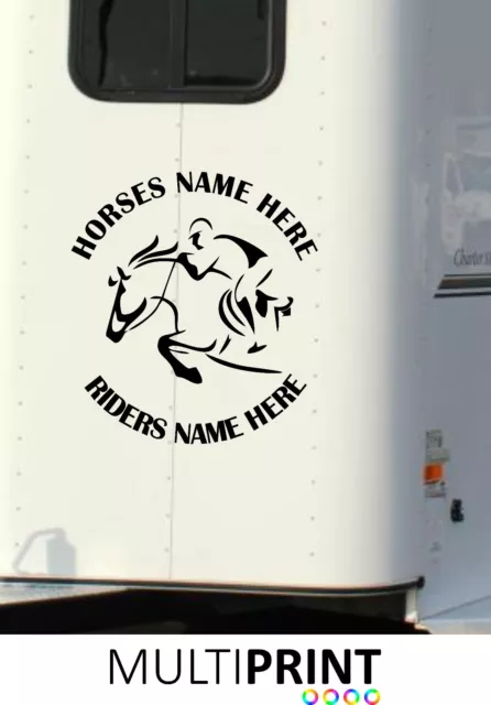 Personalised Horse Name Rider Name Box Graphics Stickers Decals Vinyl Decal Hor5