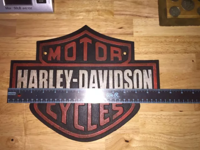 Harley Davidson Garage Sign 13” Triumph Patina Texaco Sinclair CAST IRON METAL