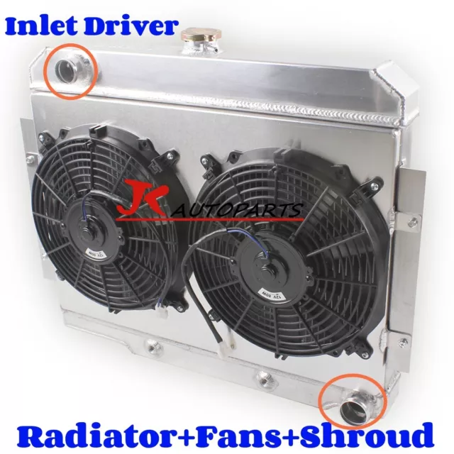 For 72-86 Jeep CJ5 CJ7 w/ Chevy 350 V8 Engine swap 3 Row Radiator & Fan & Shroud
