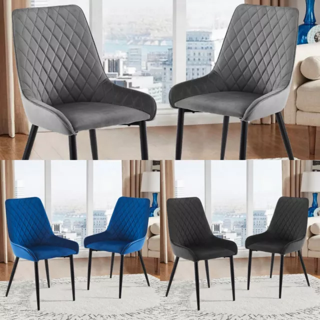 2pcs Dining Chairs Set Velvet Padded Seat  Kitchen Chair Home Office