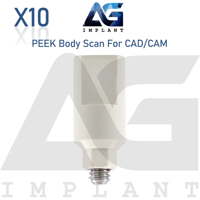 10 PEEK BODY Scan For CAD/CAM Library 7mm Lab Dental Int Hexagon 2.42mm ...
