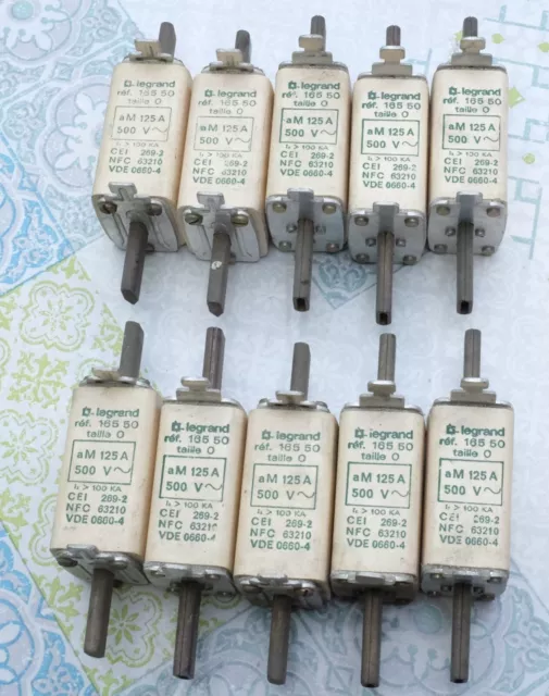 10x Legrand 0 165 50 Cartouche 125A couteau aM taille 0 Lot de 10
