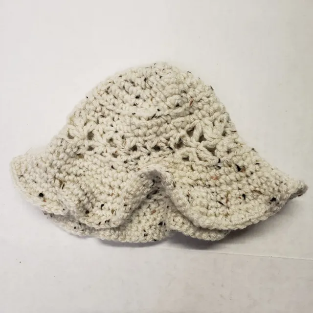 Women's Beige With specks of Color Crochet Handmade Wavy Bucket Hat New 