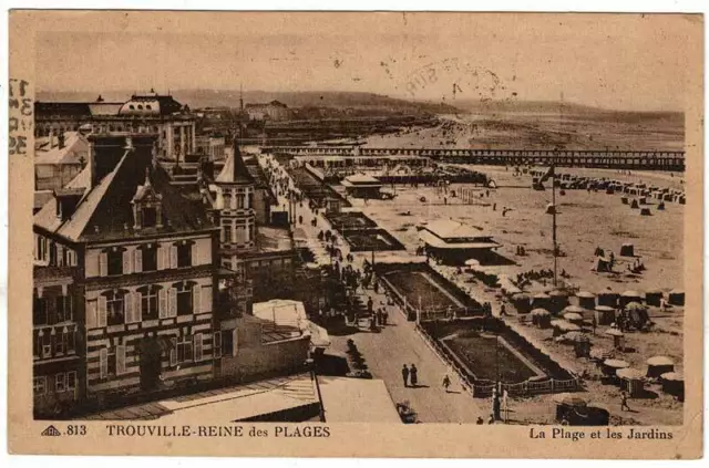 Frankreich-Postkarte. Trouville-Reine des Plages. La Plage et les Jardins...